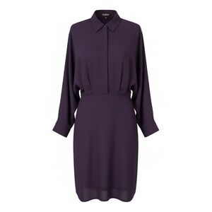 Express Portofino Shirt Dress Long Sleeve Mini Purple XS NWT